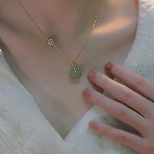 Load image into Gallery viewer, S925 Silver Ping an Xi Le Blessing Card Hetian Jade Necklace Female Clavicle Chain Ins Summer All-Match Cold Advanced Design
