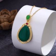Load image into Gallery viewer, Bamboo Joint Jasper Water Drop Sterling Silver Pendant Necklace Female Hetian Jade Fashion Atmospheric Pendant for Girlfriend
