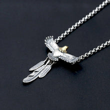 Load image into Gallery viewer, Silver Vintage Eagle and Feather Pendant
