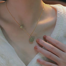Load image into Gallery viewer, S925 Silver Ping an Xi Le Blessing Card Hetian Jade Necklace Female Clavicle Chain Ins Summer All-Match Cold Advanced Design
