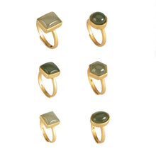 Load image into Gallery viewer, Original S925 Sterling Silver Gilding Upscale Personality Women Hetian Jade Gray Jade Simple Jade Open Style Ring Rings

