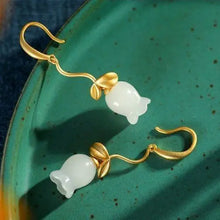 Load image into Gallery viewer, Hetian Jade S925 Sterling Silver Magnolia Eardrops Fresh and Retro Creative Flower Simple Elegant Earrings Jewelry Women
