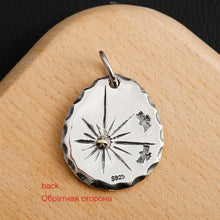 Load image into Gallery viewer, Silver feather and sun Pendant
