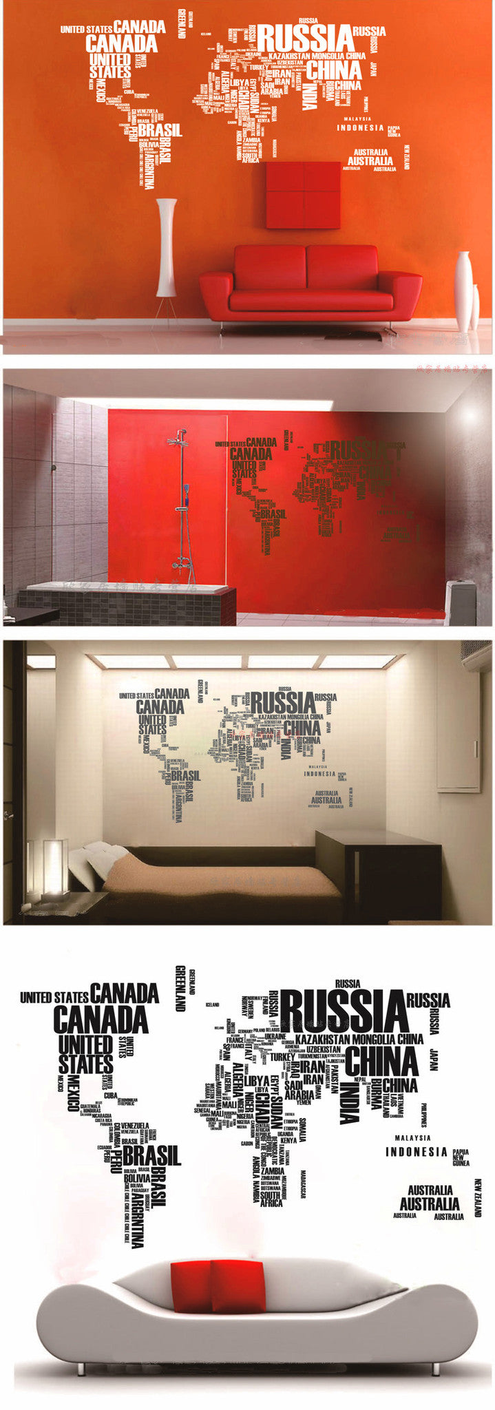 Words World map  wall decor Vinyl - WallDecal