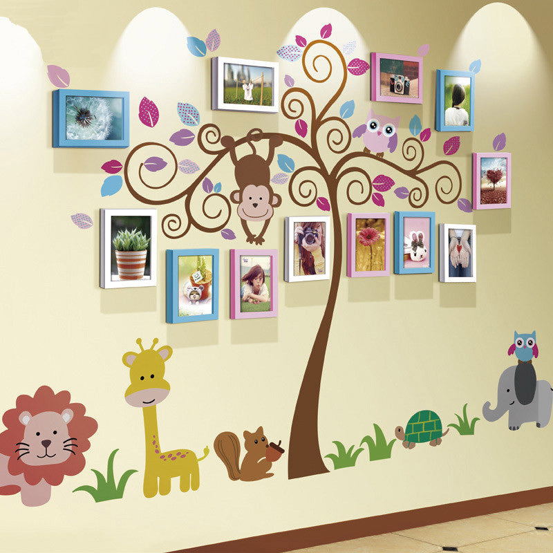 Unique family photo wall decal and frame mix