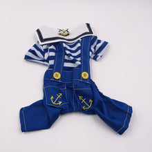 Load image into Gallery viewer, Pet Dog Clothes Blue Red Striped Jumpsuit Cotton Clothing All Seasons Dog Coat Puppy Rompers Free Shipping Size XS S M L XL XXL
