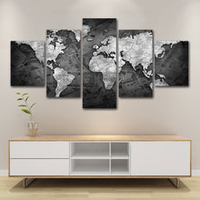 Load image into Gallery viewer, 5 Piece canvas  black and white world map painting HD pictures wall art Home Decoration for Living Room poster
