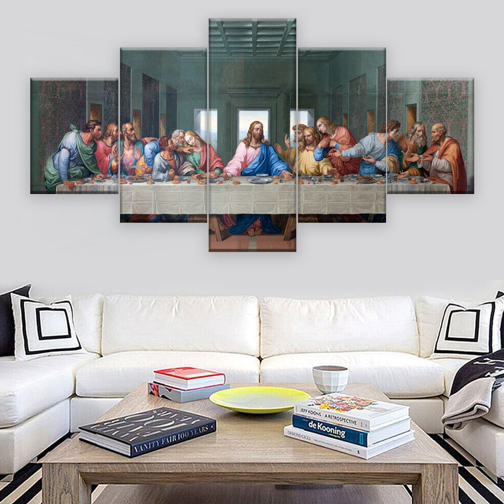5 panels HD Print oil Painting The Last Supper Leonardo Da Vinci – EllaSeal