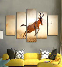 Load image into Gallery viewer, 5 Panel Wall Art Running Antelope Animal Painting for Living Room Modern Home House Decoration Canvas Prints Artwork No Frame
