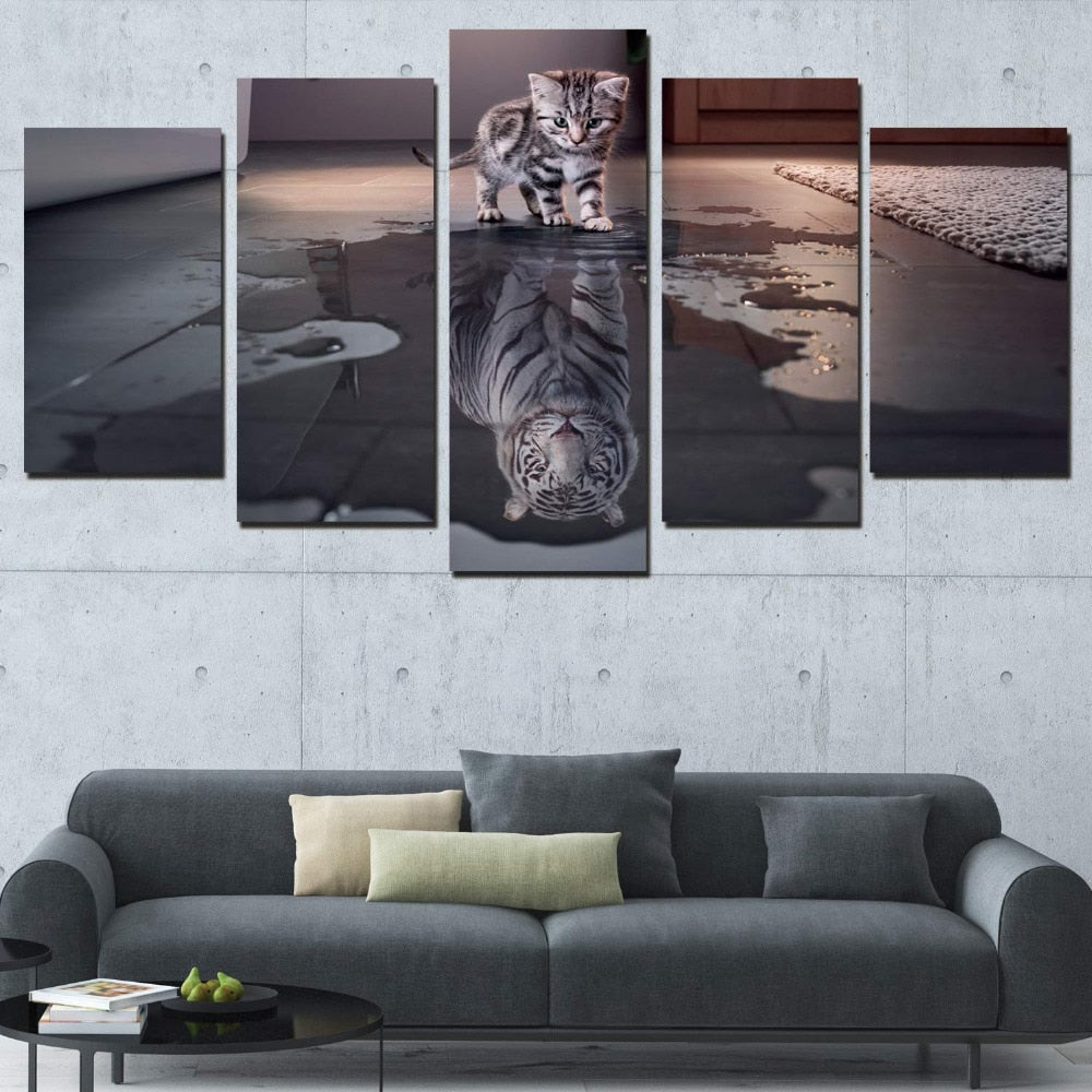 Cat Tiger Inspiration 5 Piece Painting Art – EllaSeal