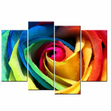 Load image into Gallery viewer, 4 piece modern abstract canvas painting wall art colorful rose flower picture HD printed on canvas decroative pictures
