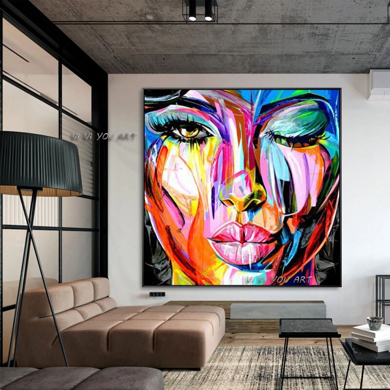 Large Home Decor Francoise Nielly Face Oil Painting Wall Art Picture P ...