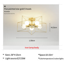 Load image into Gallery viewer, Bedroom lighting simple and modern net red children&#39;s lamp five-pointed star balcony aisle nordic restaurant ceiling lamp
