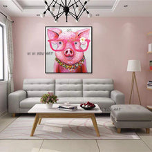 Load image into Gallery viewer, Hand Painted pig Monkey Canvas Oil Paintings Wall Art for Living Room Home Wall Decor Animals Pictures for Kids Room home Decor
