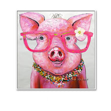 Load image into Gallery viewer, Hand Painted pig Monkey Canvas Oil Paintings Wall Art for Living Room Home Wall Decor Animals Pictures for Kids Room home Decor
