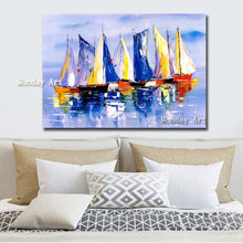 Load image into Gallery viewer, Large Size Hand Painted Abstract sailboat Oil Painting On Canvas landscape painting Wall Picture Living Room Bedroom Home Decor
