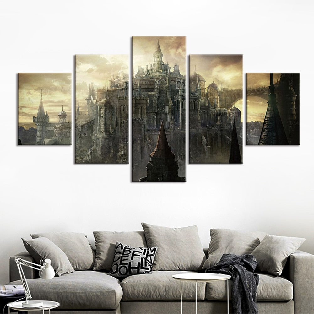 Canvas Paintings Home Decor Prints Poster 5 Pieces Dark Souls Pictures For Living Room Modular Wall Art Framed