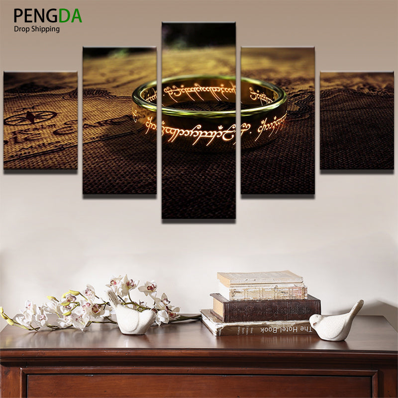 Canvas Wall Art Posters HD Prints Painting Frame For Living Room Home Decor 5 Panel World Map Lord Of The Rings Pictures PENGDA