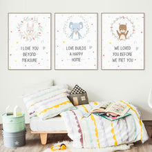 Load image into Gallery viewer, Modern Cartoon Kawaii Animals Elephant Bear Quote Canvas A4 Art Print Poster Wall Picture Kids Baby Room Decor Painting No Frame
