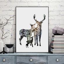 Load image into Gallery viewer, Silhouette of Deer Family with Pine Forest Canvas Art Print Painting Poster, Wall Picture for Home Decoration, Home Decor FA396
